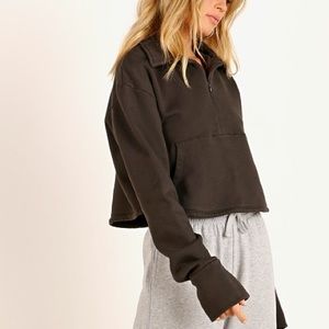 Joah Brown Half Zip Sweater